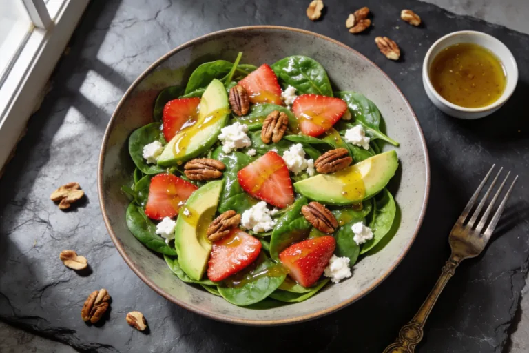 Avocado & Strawberry Keto Spinach Salad That Slaps