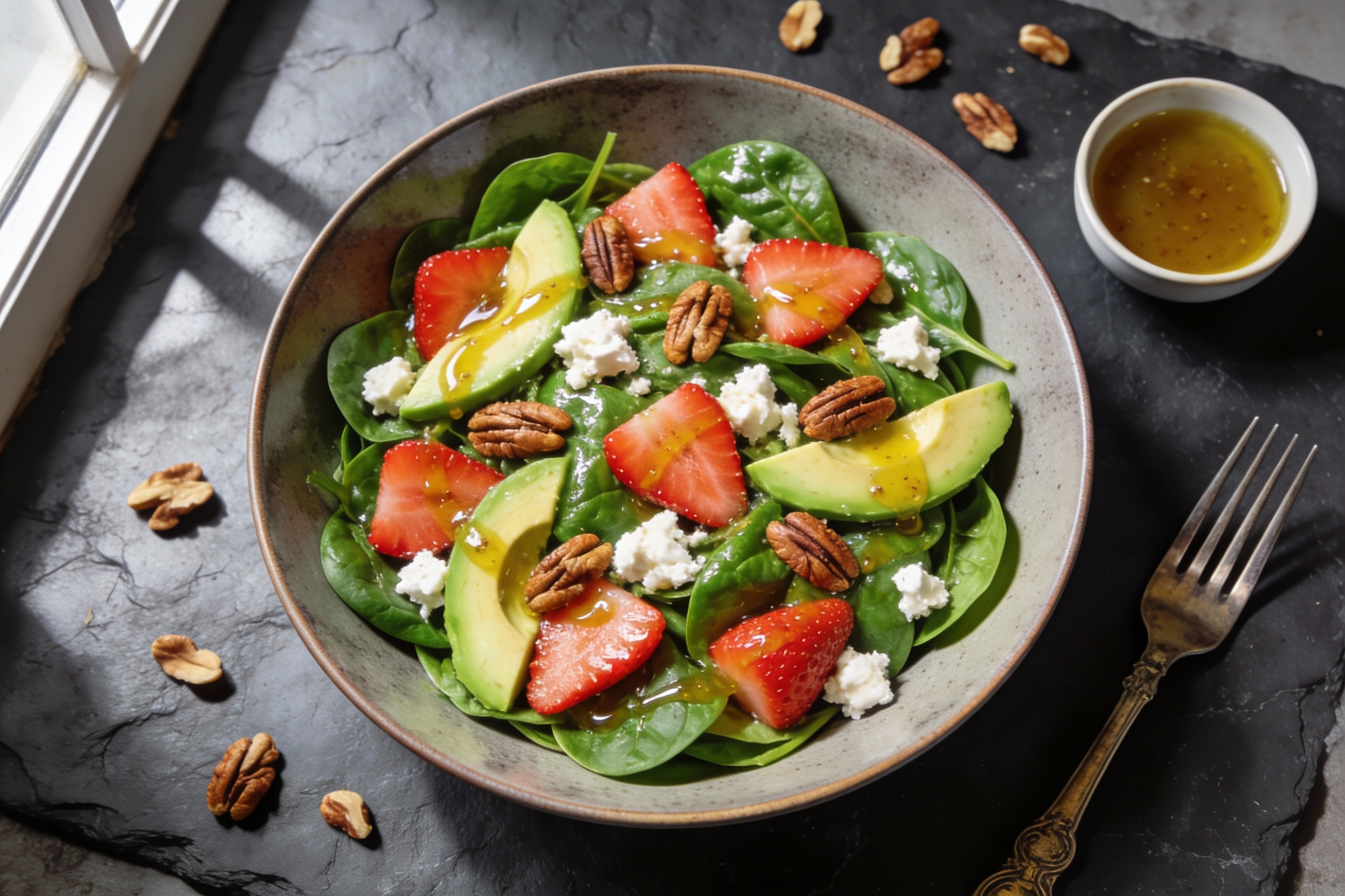 Avocado & Strawberry Keto Spinach Salad That Slaps