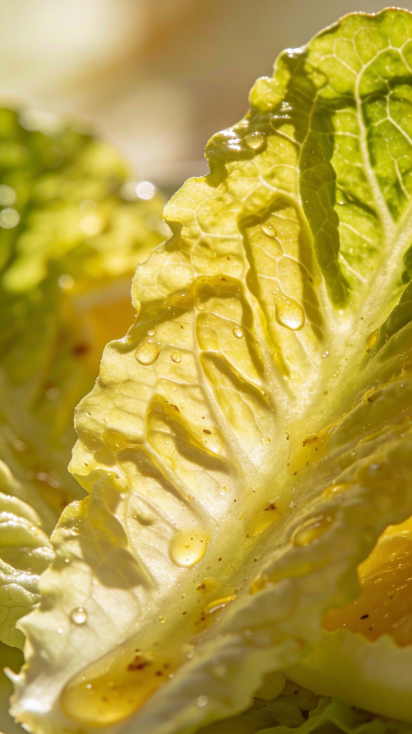 romaine lettuce leaves tossed in lemon-garlic vinaigrette