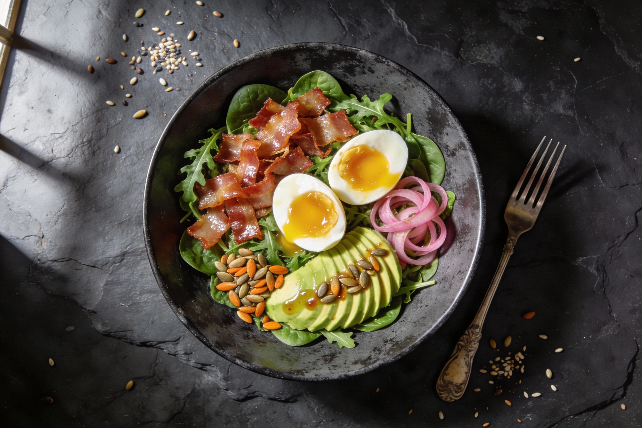 Smoky Bacon & Egg Keto Breakfast Salad That Slaps