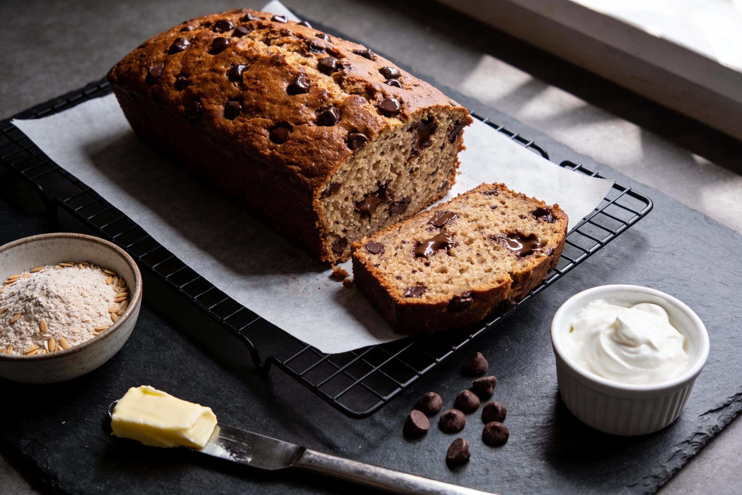 Irresistibly Moist Chocolate Chip Keto Breakfast Bread