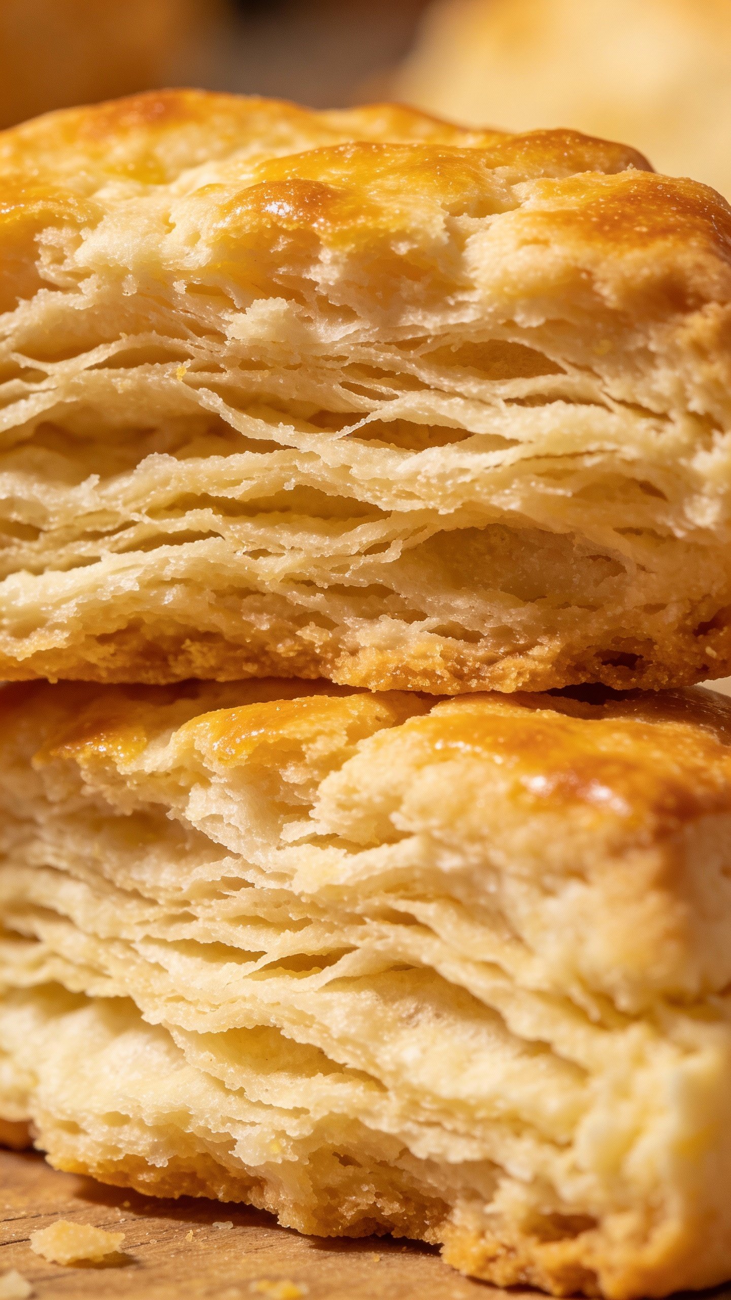 golden keto biscuit cross-section showing flaky layers