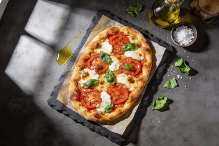 Tomato Basil Mozzarella Flatbread in 20 Minutes Flat