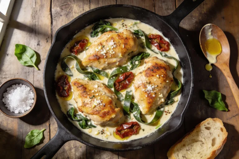 Weeknight Tuscan Chicken with Spinach and Cream Sauce