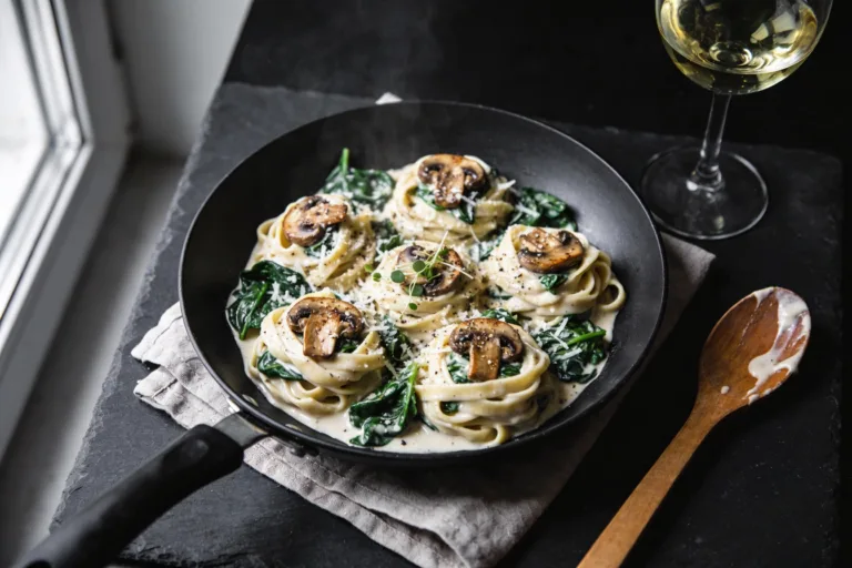 Creamy Spinach Mushroom Pasta in 30 Minutes Flat