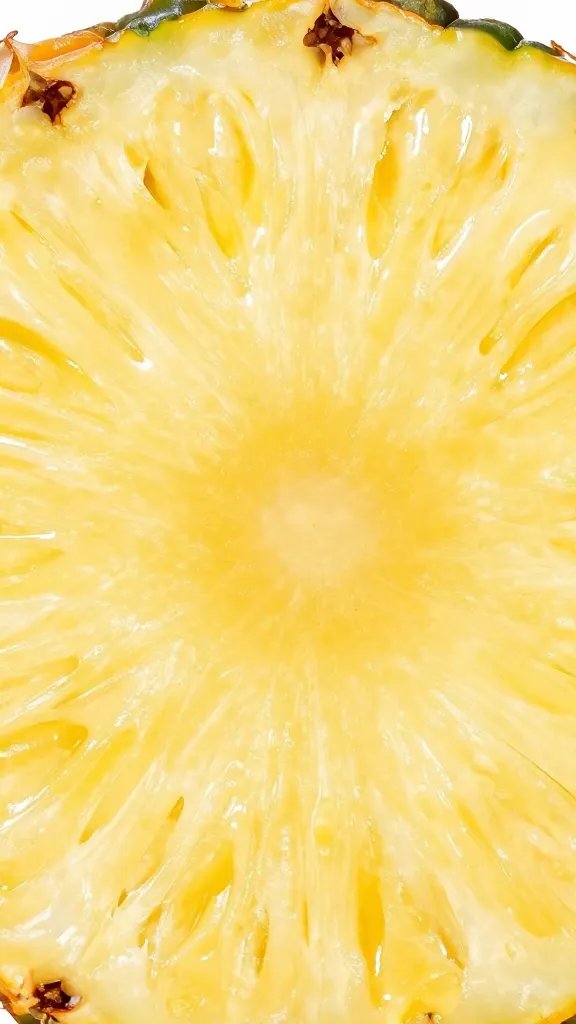 macro shot of sliced pineapple showing juicy bromelain-rich core