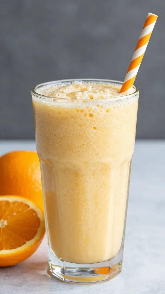 frosty Sunrise Citrus Detox Smoothie in clear glass