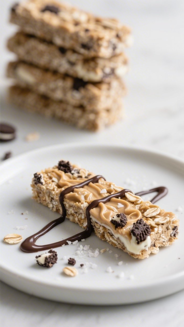 Close-up detail of a single bar on a small matte white plate, showcasing the chewy, compact crumb wi