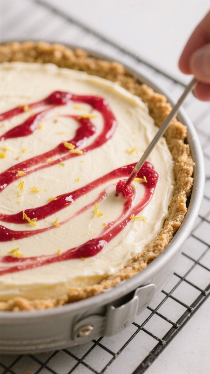 Close-up detail/process shot: A 9-inch springform pan on a cooling rack with the partially baked alm