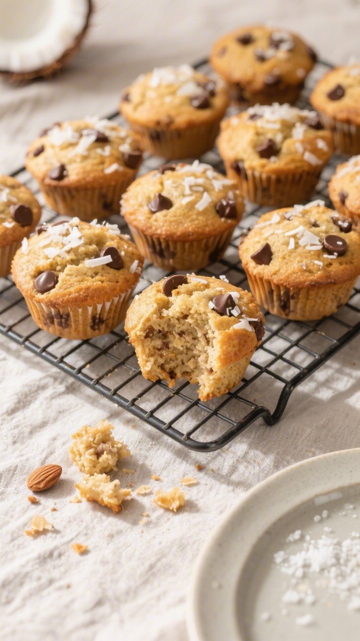Final dish/top view: Overhead shot of a cooling rack filled with freshly baked Keto Coconut Chocolat