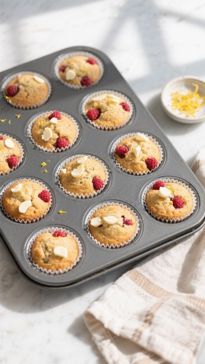 Overhead final presentation: A 12-cup muffin pan fresh from the oven with evenly risen, lightly gold