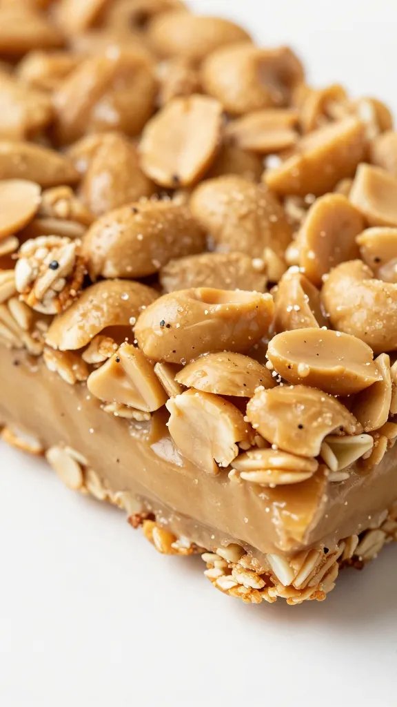 tight shot of sliced baked peanut butter granola bar edge