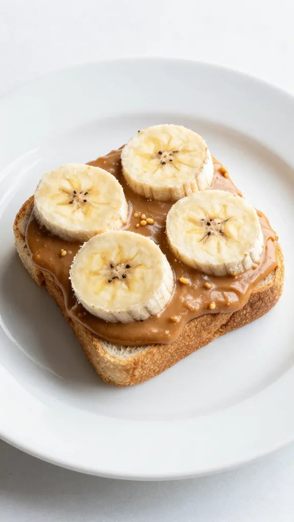 single frozen peanut butter banana sandwich on white ceramic plate