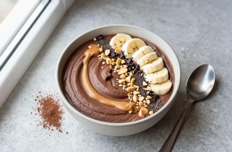 Peanut Butter Cocoa Smoothie Bowl That Tastes Like Dessert