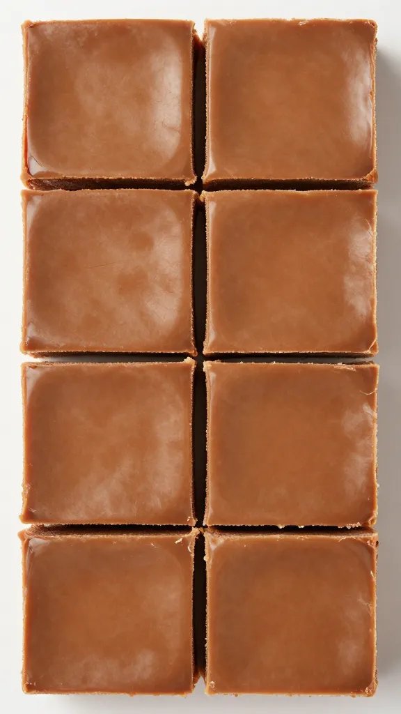 overhead shot of 8x8 pan of set fudge, clean slices