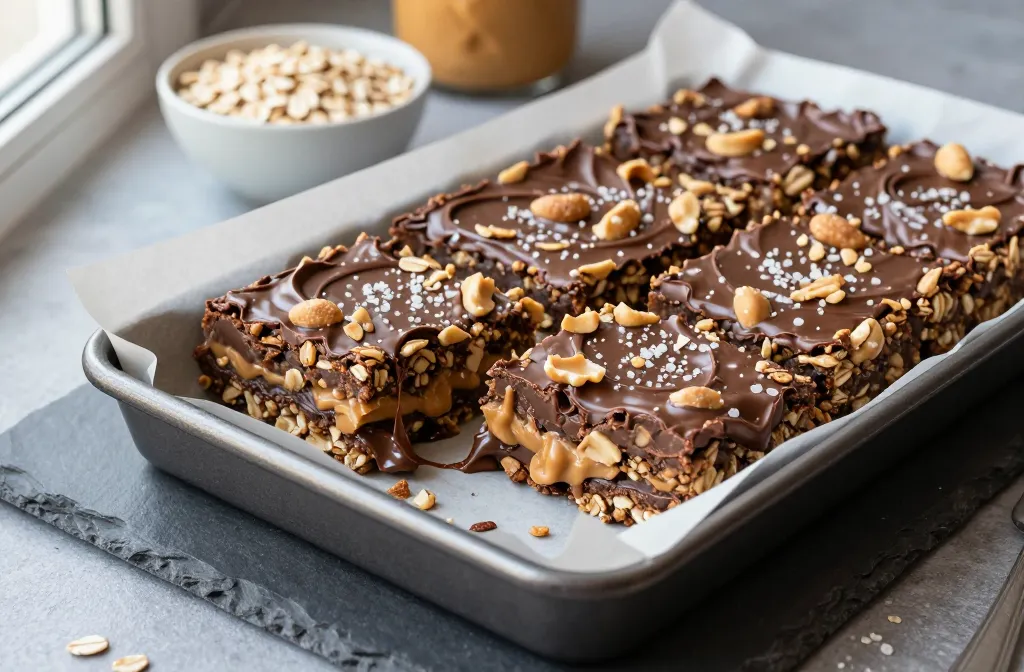 Irresistibly Chewy Chocolate Peanut Butter Oatmeal Bars