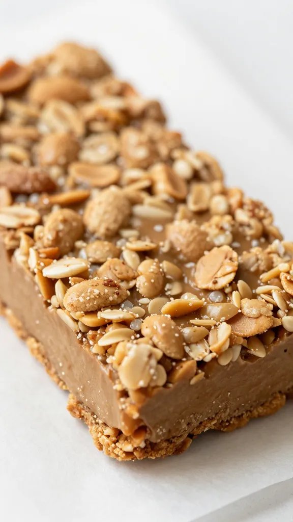 closeup peanut butter oatmeal cookie bar on parchment