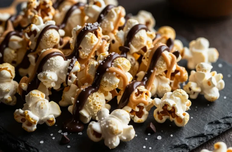 Peanut Butter Chocolate Drizzled Popcorn You Can’T Resist