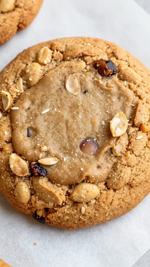 closeup peanut butter oatmeal breakfast cookie on parchment
