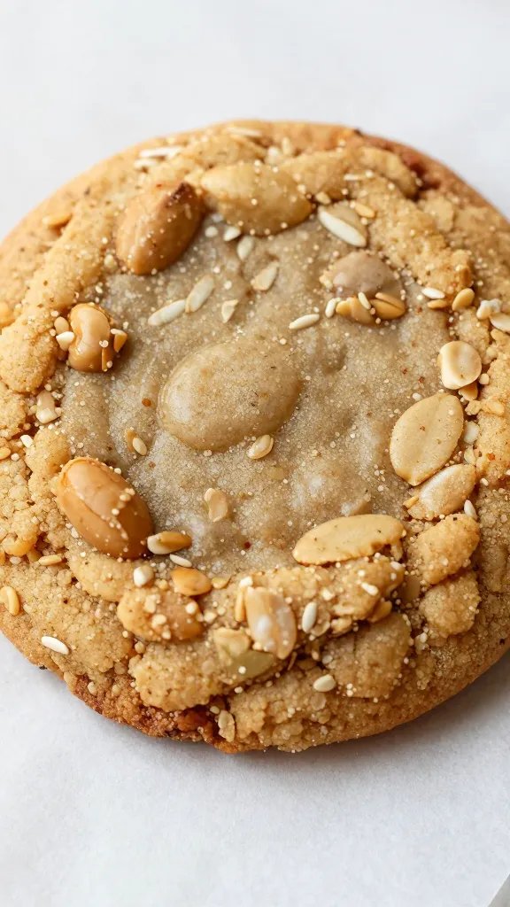 closeup single peanut butter maple oatmeal cookie on parchment