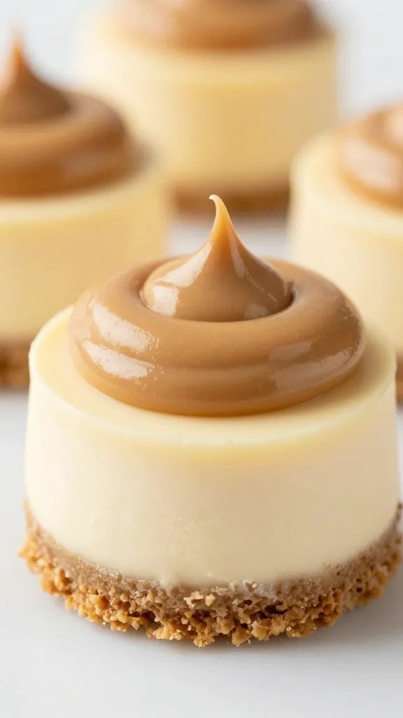 frozen cheesecake bite with peanut butter swirl, macro shot