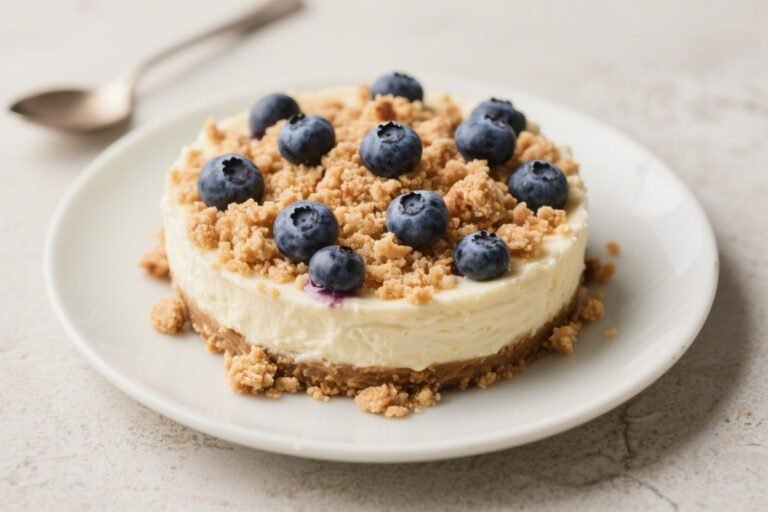 High Protein Blueberry Cheesecake Crumble – A Healthy, Comforting Dessert
