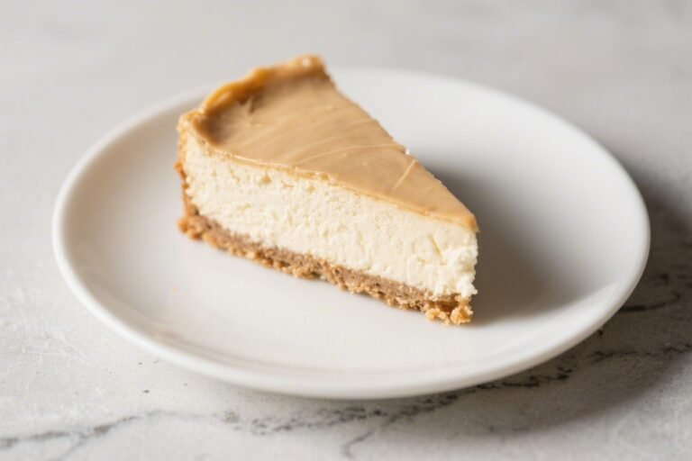 Low-Calorie Vanilla Latte Cheesecake – Creamy, Coffee-Kissed, and Light