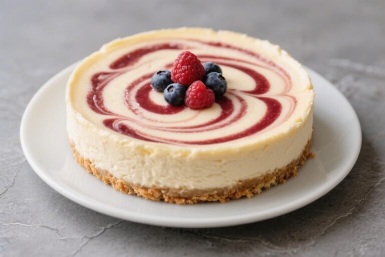 Low-Calorie Berry Swirl Cheesecake – Light, Creamy, and Very Satisfying