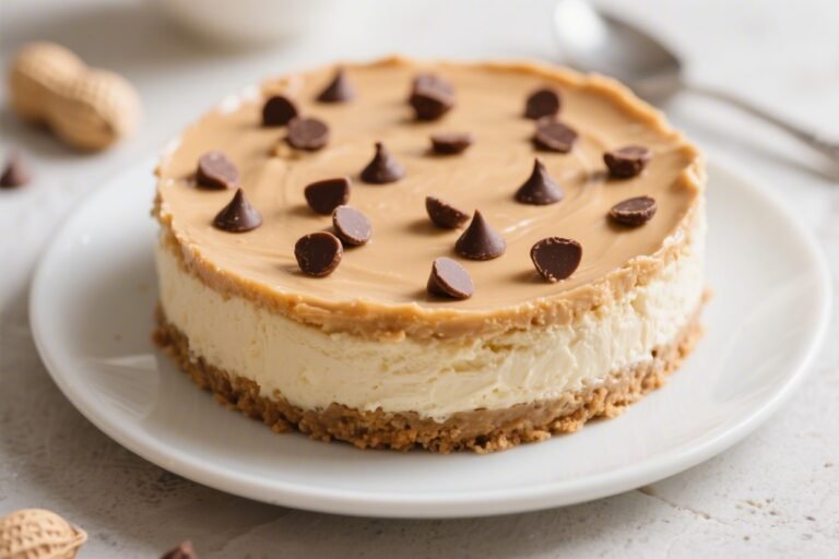 Low-Calorie Peanut Butter Chocolate Chip Cheesecake – Creamy, Light, and Satisfying