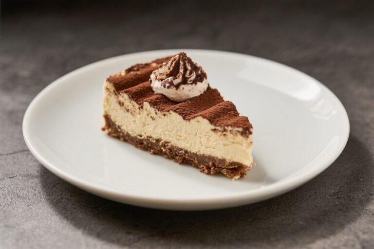 Low-Calorie Tiramisu Cheesecake – Light, Creamy, and Coffee-Kissed