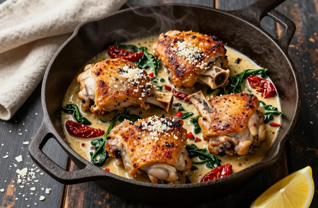 Creamy Tuscan Chicken Thighs Better Than Restaurant Style Tonight