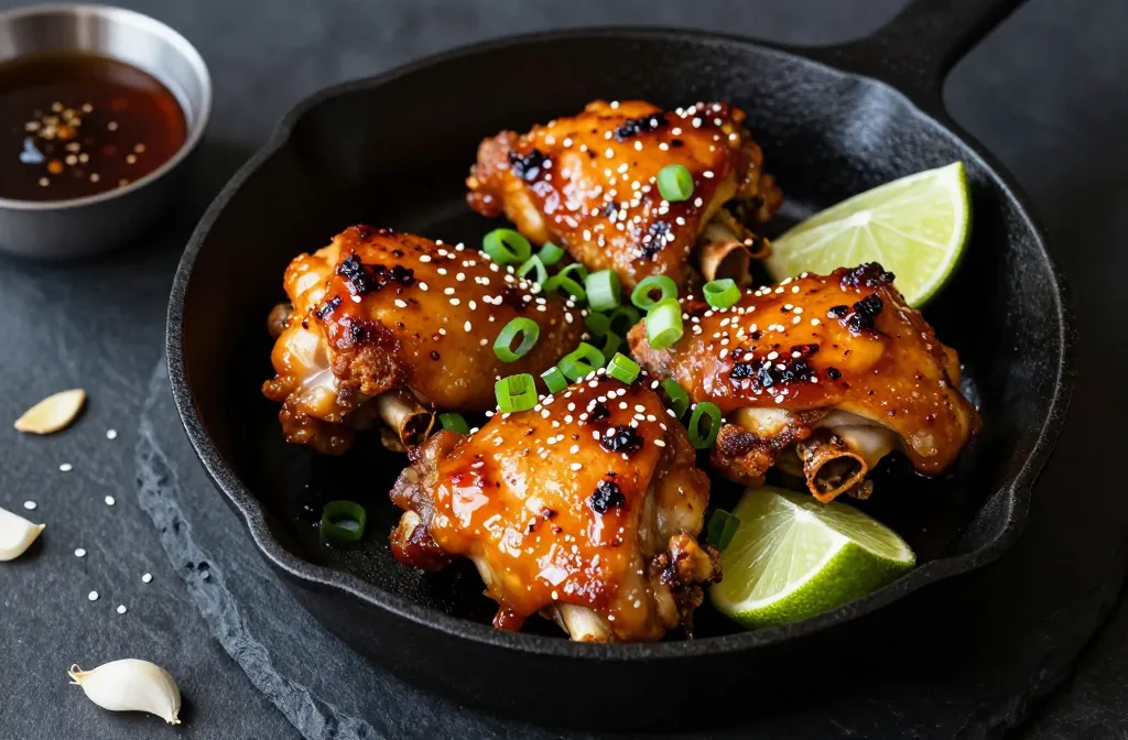 Crispy Sticky Spicy Honey Sriracha Chicken Thighs