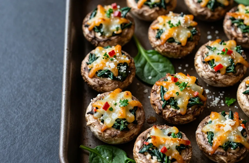 Turkey & Spinach Stuffed Mushrooms That Disappear Fast