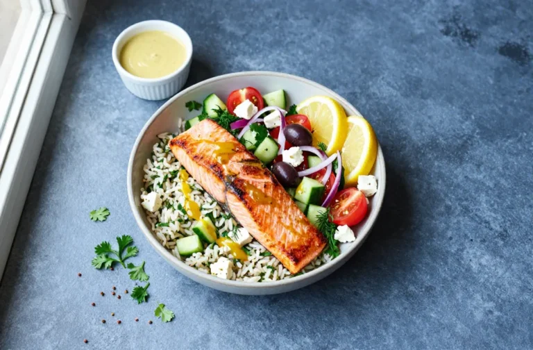 Mediterranean Salmon Bowl with Cucumber & Feta Bliss