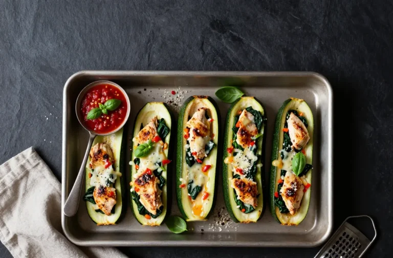 Chicken & Spinach Stuffed Zucchini Boats You’Ll Crave