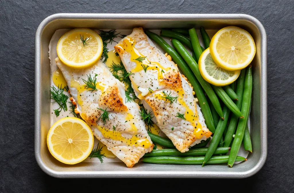 Weeknight Wow Lemon Dill Baked Cod with Green Beans