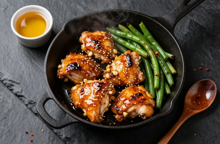 Honey Garlic Chicken & Green Beans in 20 Mins Flat