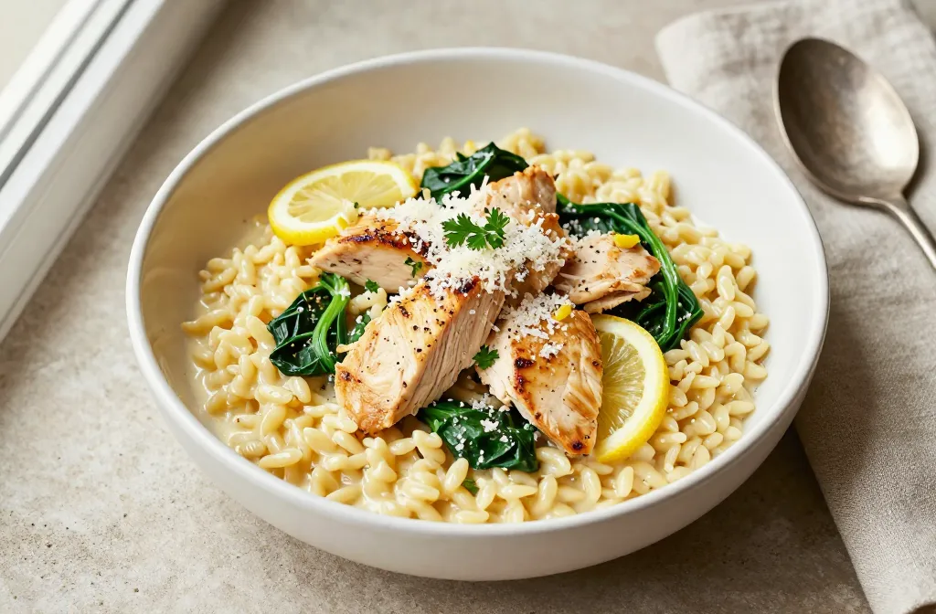 Creamy Cozy Million Dollar Lemon Chicken Orzo (Light)