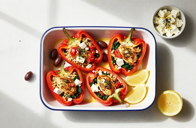 Greek Chicken Stuffed Peppers That Taste Like Summer