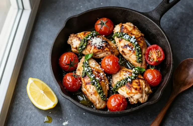 Pesto Chicken & Cherry Tomato Skillet in 30 Minutes