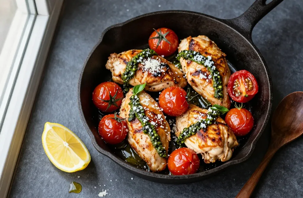 Pesto Chicken & Cherry Tomato Skillet in 30 Minutes