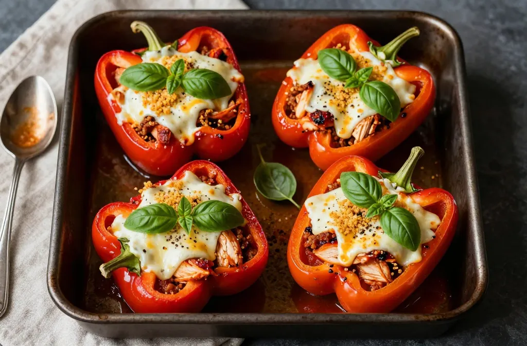 Light Chicken Parmesan Stuffed Peppers That Slap