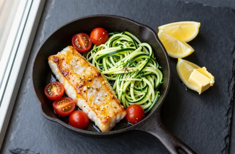 Garlic Butter Cod with Zucchini Noodles in 20 Minutes
