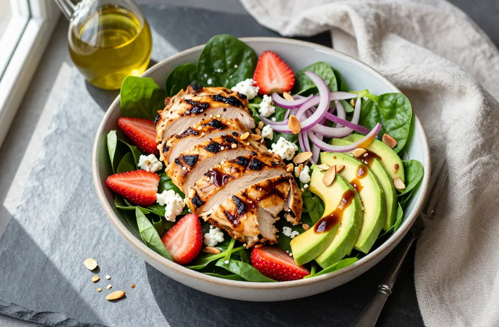 Grilled Chicken & Strawberry Spinach Salad That Slaps