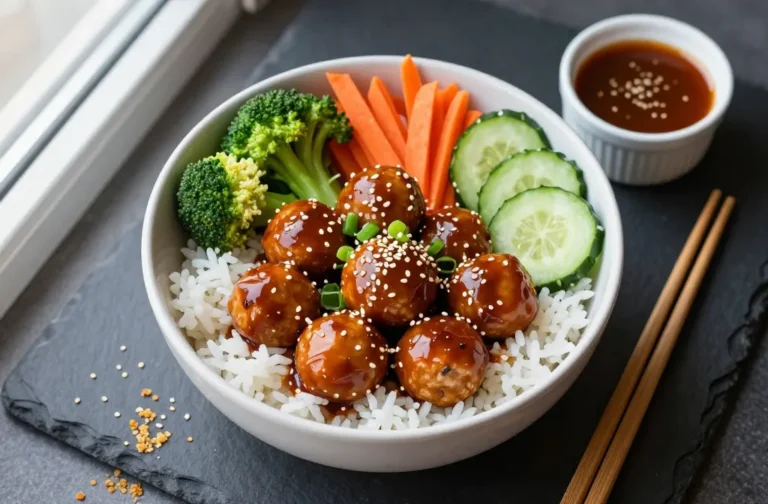 Teriyaki Turkey Meatball Bowls in 35 Minutes Flat