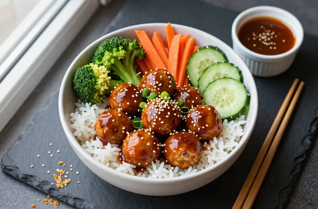 Teriyaki Turkey Meatball Bowls in 35 Minutes Flat