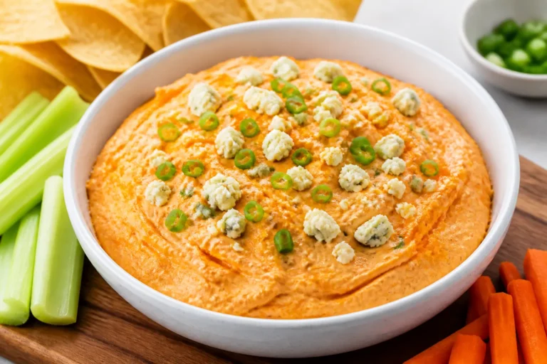Whipped Cottage Cheese Buffalo Chicken Dip – Creamy, Tangy, and Packed With Protein