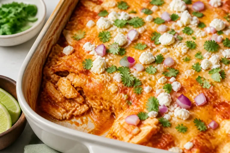 Cottage Cheese Chicken Enchilada Casserole – Creamy, Cozy, and Weeknight-Friendly