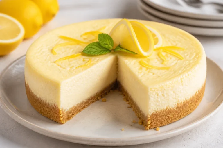 Cottage Cheese Lemon Cheesecake – Light, Bright, and Creamy