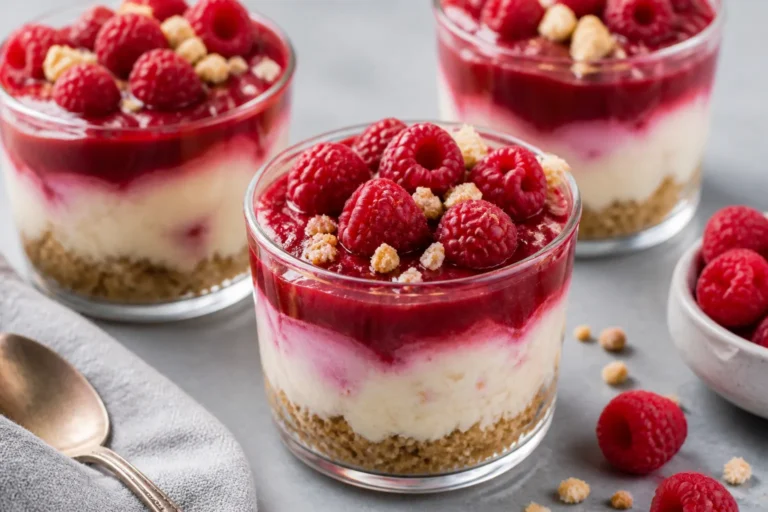 Cottage Cheese Raspberry Cheesecake Cups – Creamy, Light, and Easy
